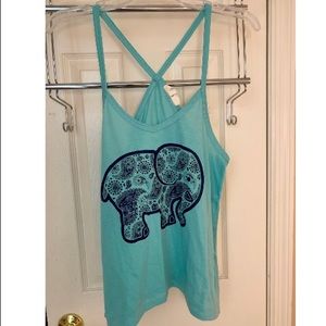 Women’s green tank top with elephant